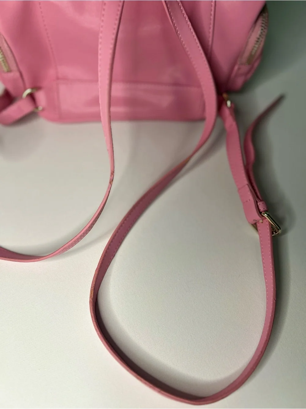 Monnalisa Pink Girls Mini Backpack with Front Bow and Gold Hardware
